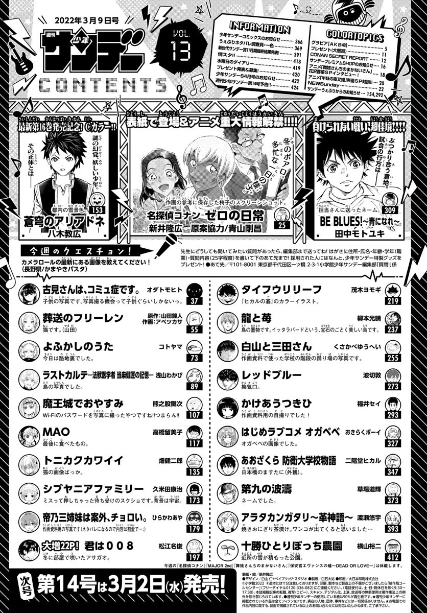 Weekly Shōnen Sunday - 週刊少年サンデー - Chapter 2022-13 - Page 2