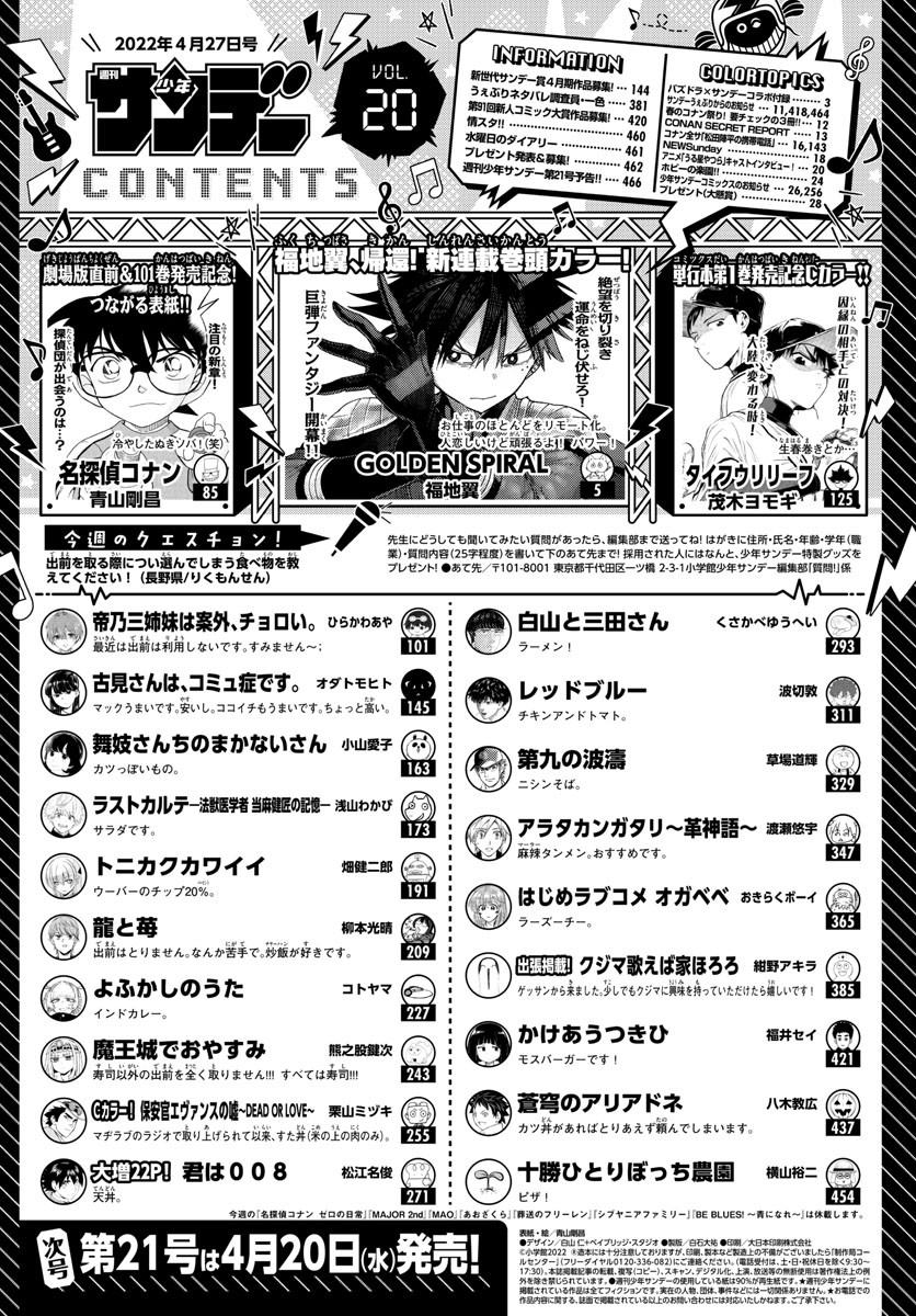Weekly Shōnen Sunday - 週刊少年サンデー - Chapter 2022-20 - Page 461