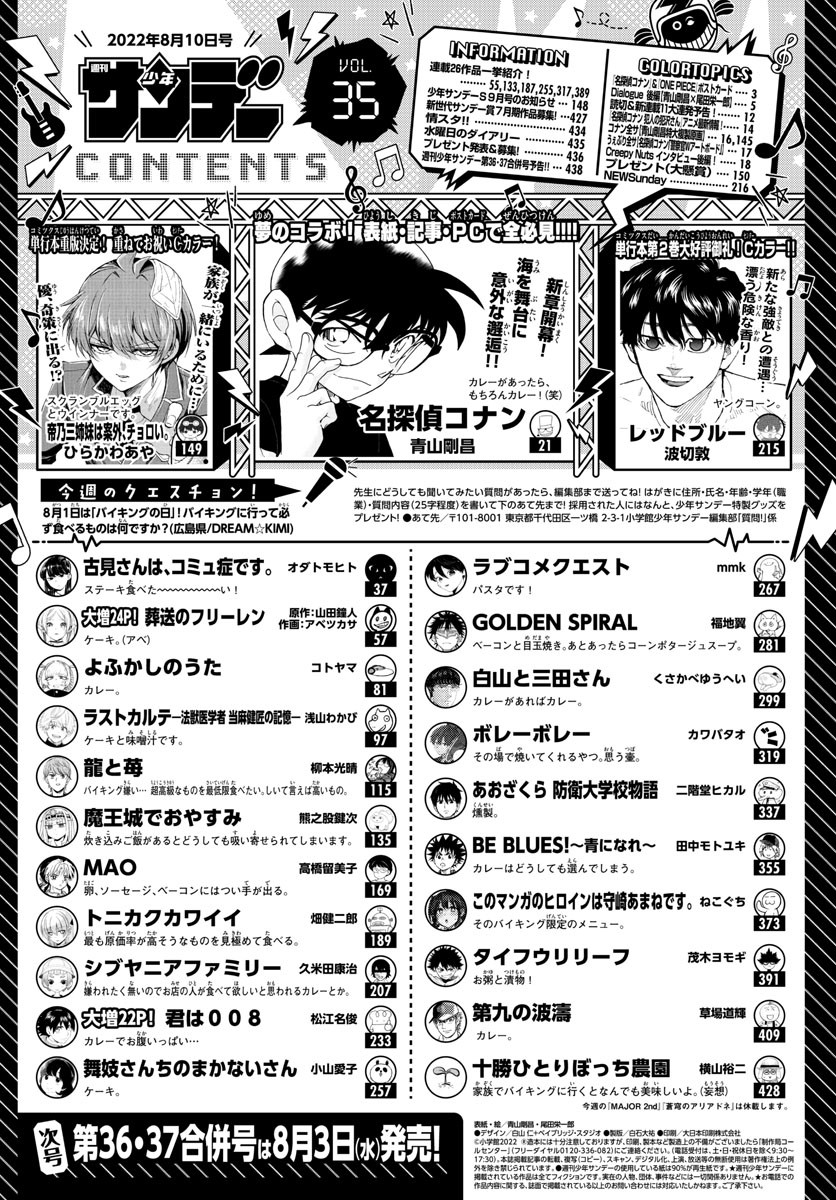 Weekly Shōnen Sunday - 週刊少年サンデー - Chapter 2022-35 - Page 2