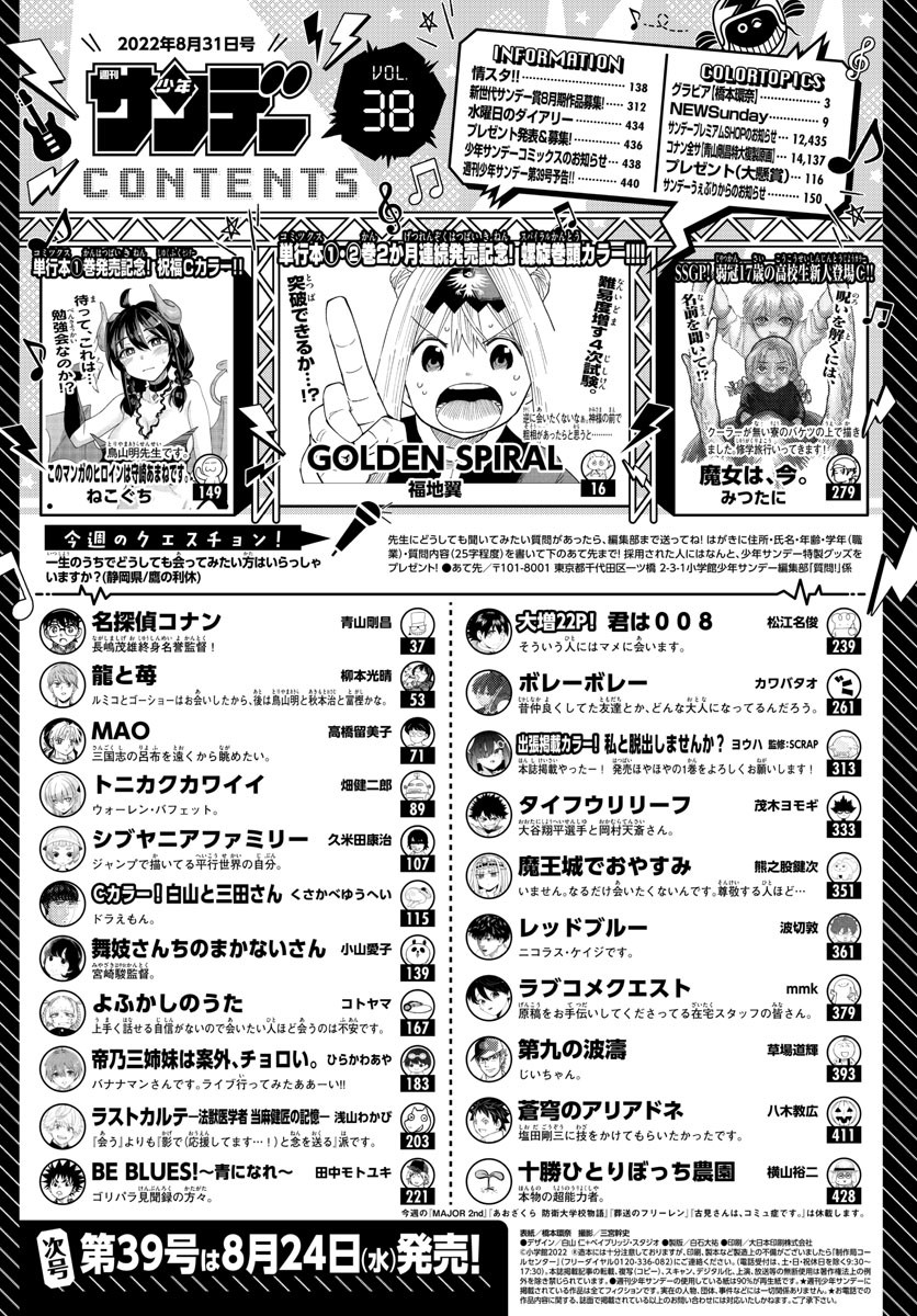 Weekly Shōnen Sunday - 週刊少年サンデー - Chapter 2022-38 - Page 2
