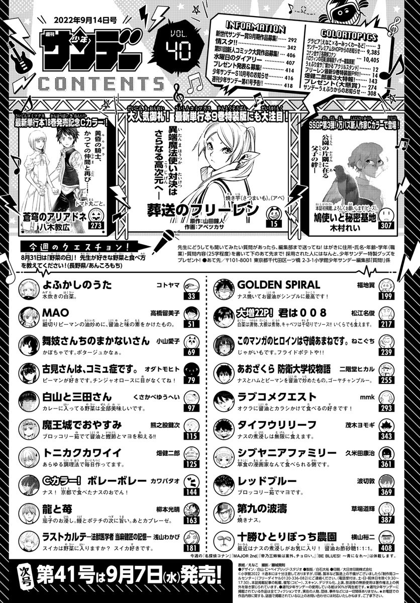 Weekly Shōnen Sunday - 週刊少年サンデー - Chapter 2022-40 - Page 2